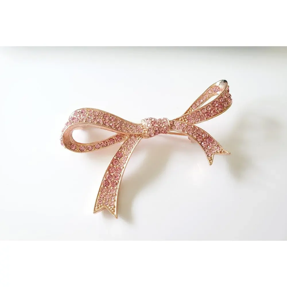 Vintage Kenneth Jay Lane Pink Rhinestone Breast Cancer Brooch